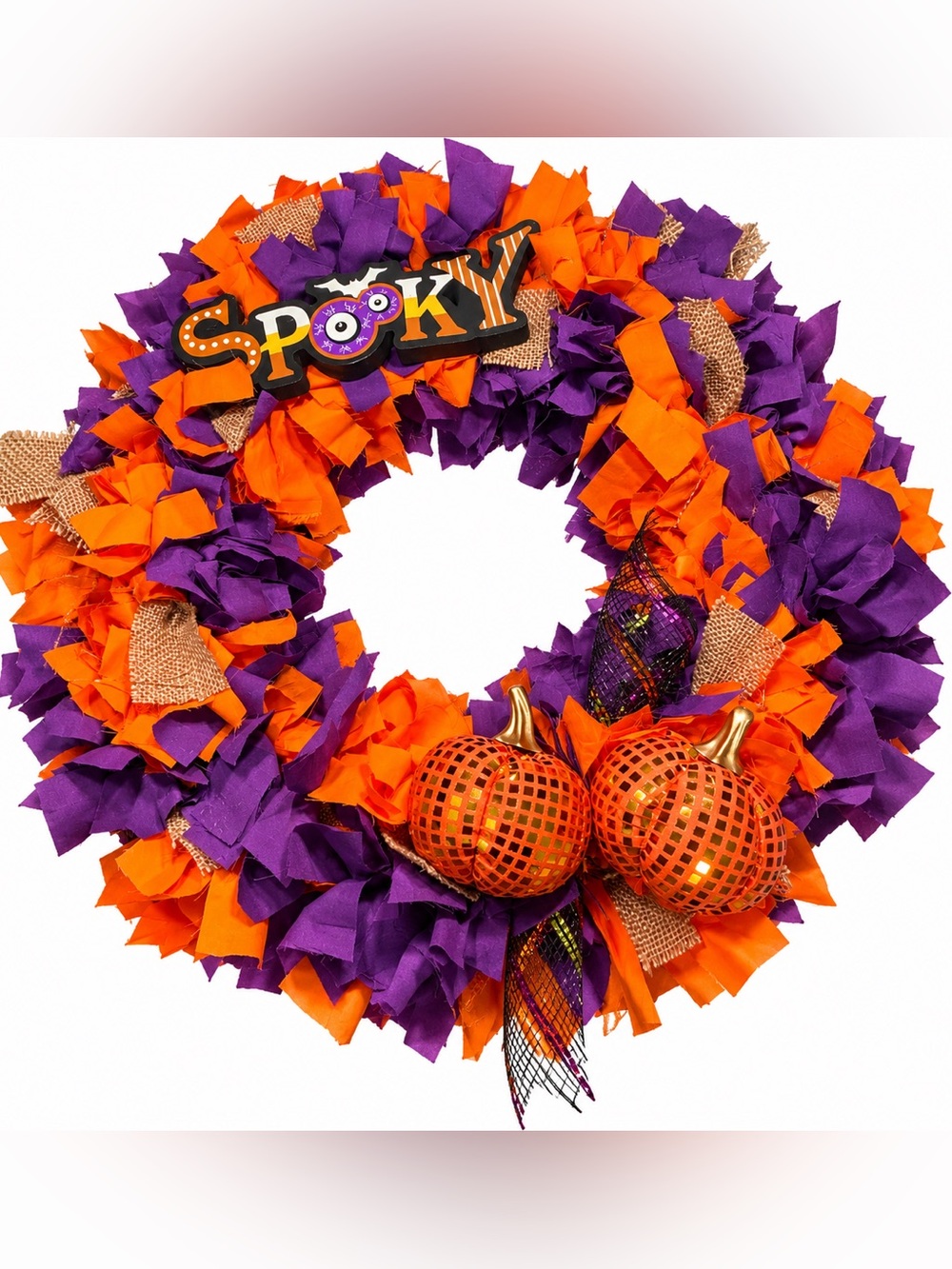 Handmade Purple & Orange Halloween Wreath